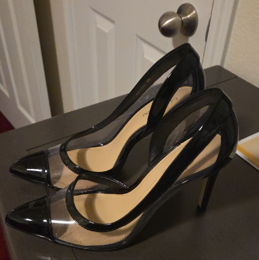 Gianni Bini Black and Clear Heels